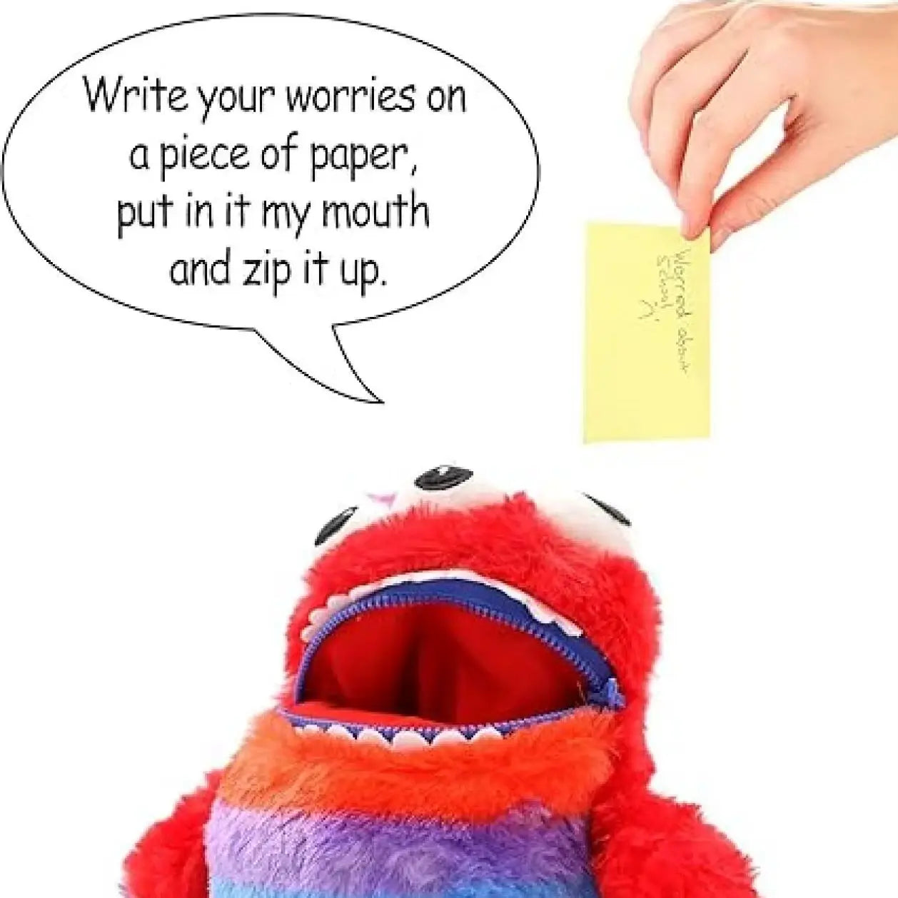 Worry Yummy Monster Soft Toy - 28cm (11") Cuddly Sleep Companion for Kids - Anxiety & Stress Reducing - Red 'Munch'