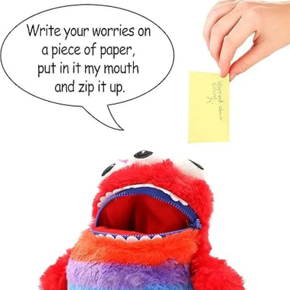 Worry Yummy Monster Soft Toy - 28cm (11") Cuddly Sleep Companion for Kids - Anxiety & Stress Reducing - Red 'Munch'