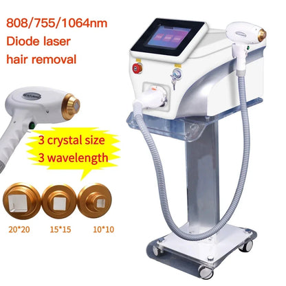 808 Diode Laser Hair Removal Machine 755 808 1064nm Wavelengths Cooling Head Painless Laser Epilator Face Body Hair Removal