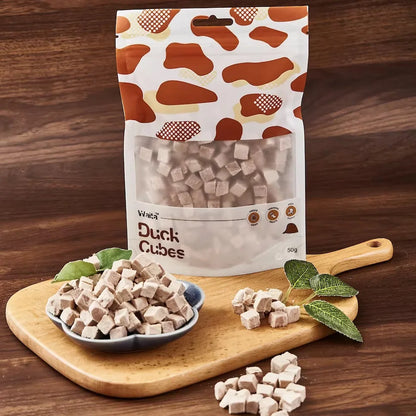 Waita 100% Natural Freeze Dried Duck Cube 50g - Cat Dog Pet Healthy Treats High Protein Low Fat Training Reward