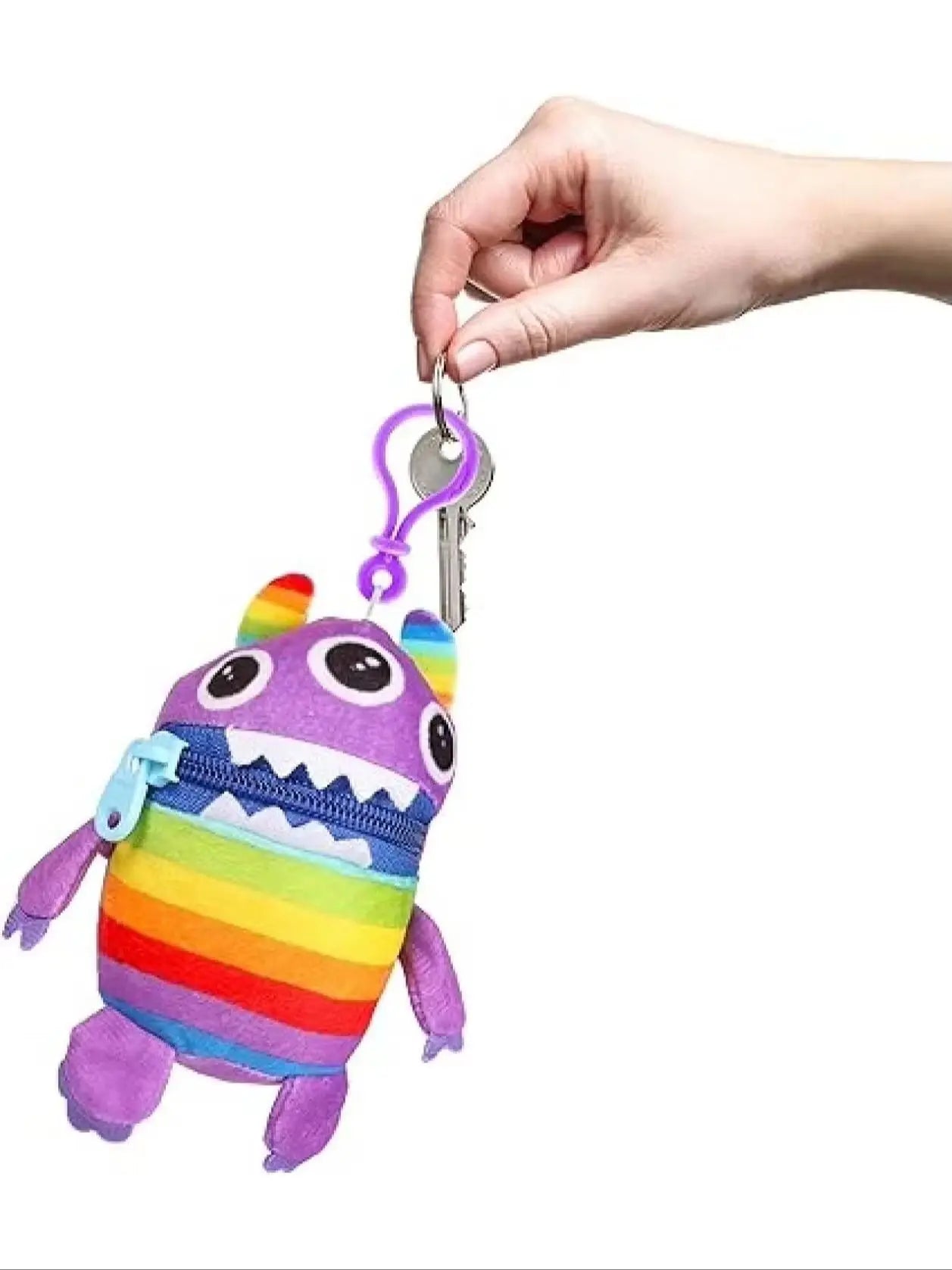 Worry Yummy Monster Keyring Pack - 4 Soft Toys (13cm) for Kids - Anxiety, Stress & Fear Reducing Cuddly Bag Clip Toys