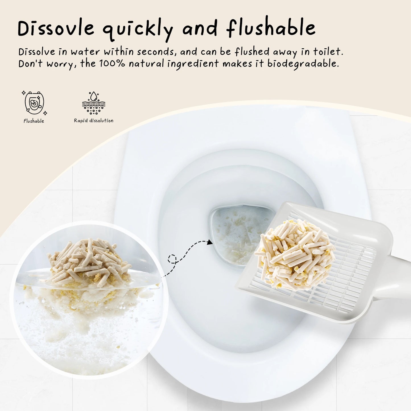 Cococat Plant-based Tofu Cat Litter - Biodegradable Clumping Litter, Dust-free and Easy Scooping, Flushable, Jasmi