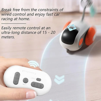 Interactive Cat Toys Bundle 3-in-1: Automatic Rolling Ball & Remote Control Car, Smart Kitten Play Set for Indoor Cats (Safe )