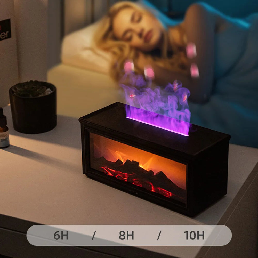 Colorful Flame Fireplace Diffusers for Essential Oils Aroma Flame Diffuser Fireplace Humidifier with Remote for Home