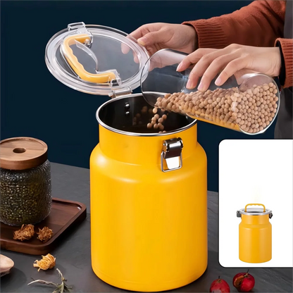 Stainless Steel Airtight Food Grade Storage Canister 5L Reusable Round Seal Jar for Kitchen