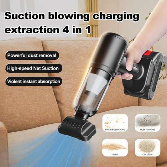 Wireless Car Vacuum Cleaner Suction Blowing Charging Extraction 4 in 1 Dust Removal With 4000Mah Battery and Flat Long Nozzle