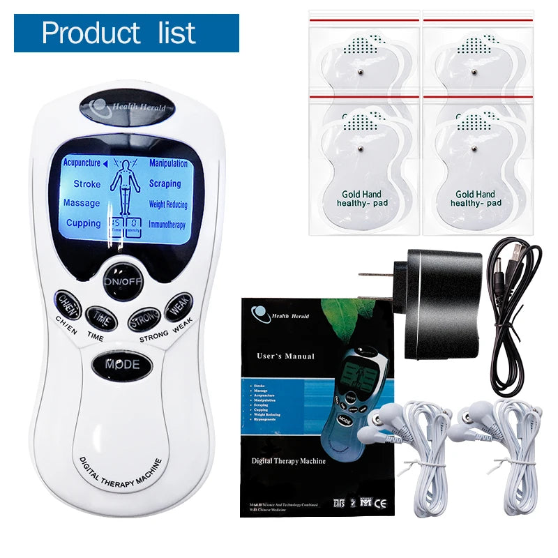 Dual Output Body Massager Electric Massage Kit EMS Stimulator Full Body Relax Muscle Therapy Pulse Tens Acupuncture Massager