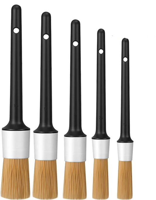 Car Exterior Interior Detail Brush 5PCS Boar Hair Bristles Brush for Car Cleaning Auto Detail Tools Dashboard Cleaning Brush