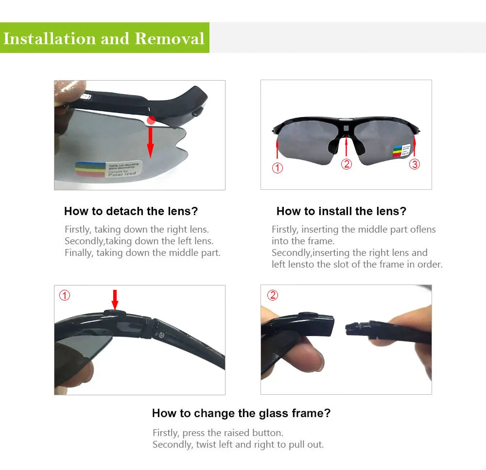 MOVIGOR 5 Lens Polarized Cycling Glasses Sports Men Sunglasses Road Bicycle Goggles Mountain Bike Riding Protection Eyewear set