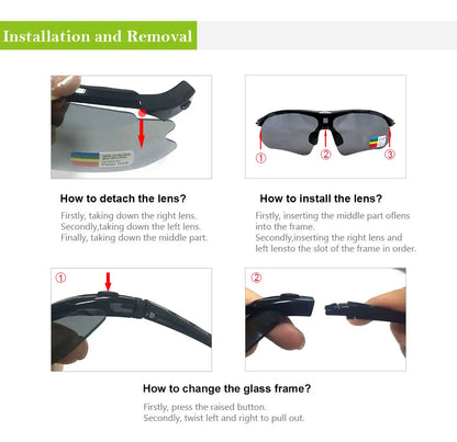 MOVIGOR 5 Lens Polarized Cycling Glasses Sports Men Sunglasses Road Bicycle Goggles Mountain Bike Riding Protection Eyewear set