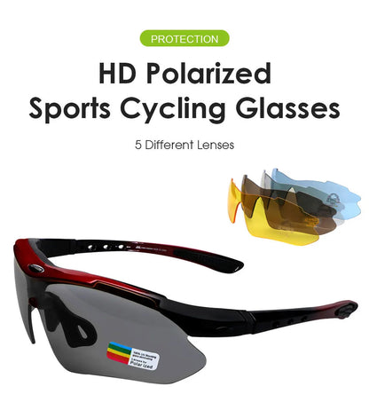 MOVIGOR 5 Lens Polarized Cycling Glasses Sports Men Sunglasses Road Bicycle Goggles Mountain Bike Riding Protection Eyewear set