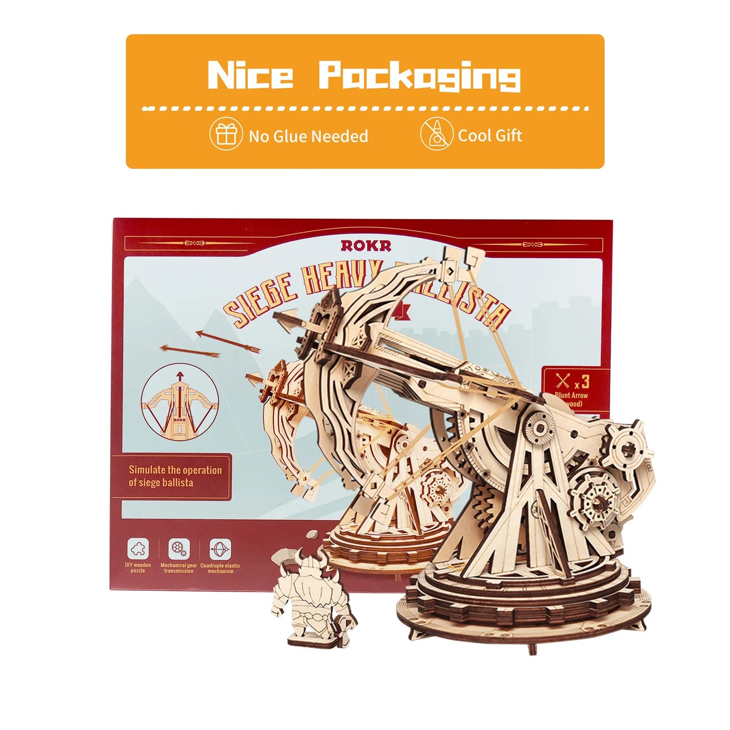 Robotime 3D Wooden Puzzle Medieval Siege Weapons Game Assembly Set Gift for Children Teens Adult War Strategy Toy KW401 KW801