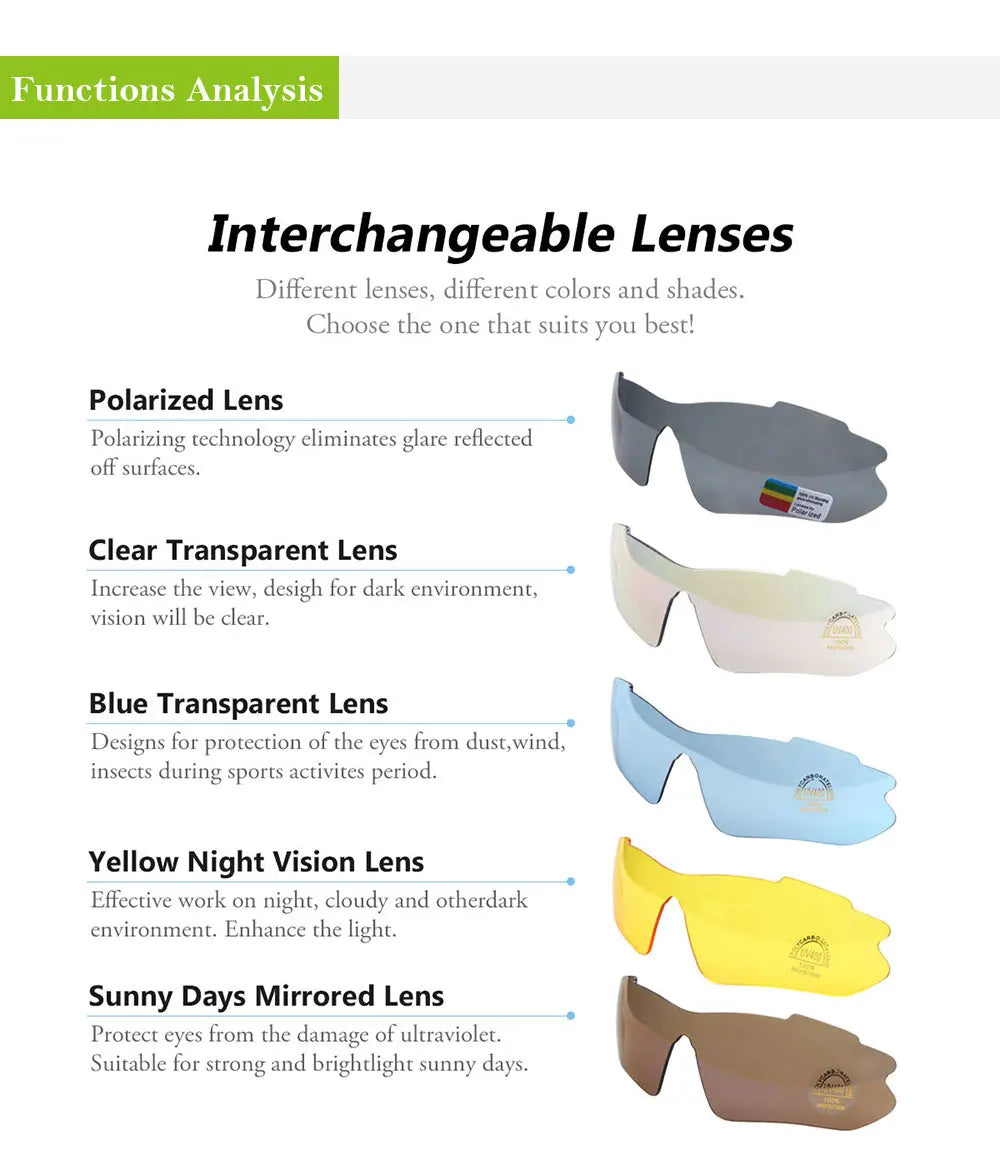 MOVIGOR 5 Lens Polarized Cycling Glasses Sports Men Sunglasses Road Bicycle Goggles Mountain Bike Riding Protection Eyewear set