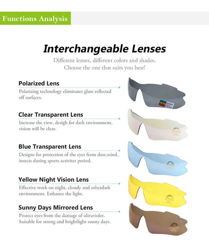 MOVIGOR 5 Lens Polarized Cycling Glasses Sports Men Sunglasses Road Bicycle Goggles Mountain Bike Riding Protection Eyewear set