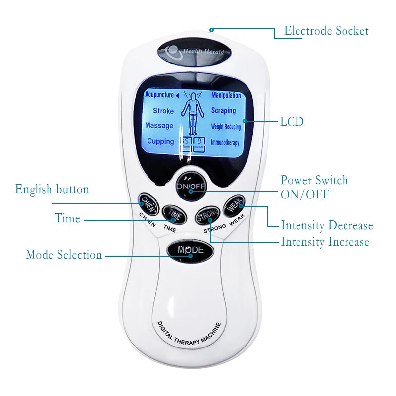 Dual Output Body Massager Electric Massage Kit EMS Stimulator Full Body Relax Muscle Therapy Pulse Tens Acupuncture Massager