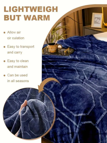 Luxurious Blue Flannel Throw Blanket - Ultra-Soft Cozy Winter Bedroom & Couch Cover,Good For Sleep,1KG,LARGE BLANKET 480GSM