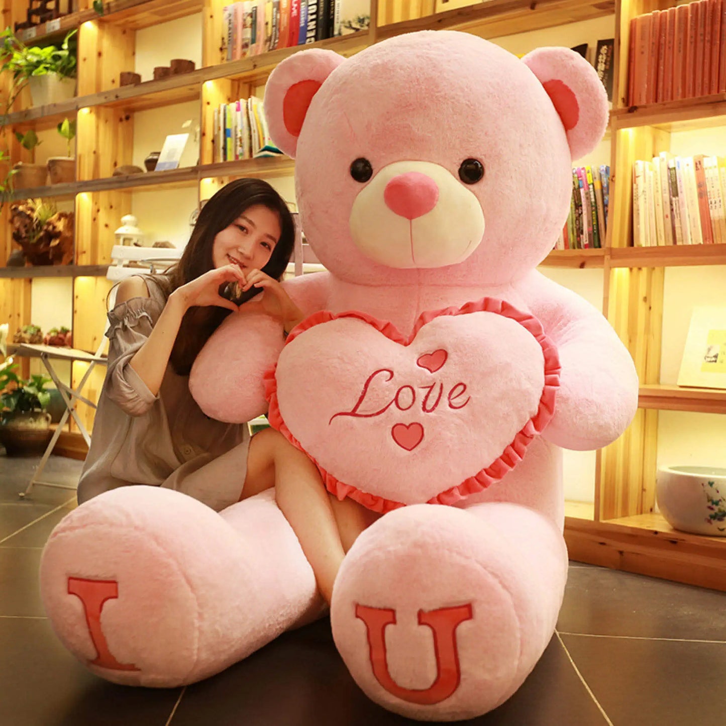 80 100cm Big I LOVE YOU Bear Heart Plush Toys Lovely Stuffed Soft Pillow Doll Kids Toys Birthday Girlfriend Valentine's Day Gift