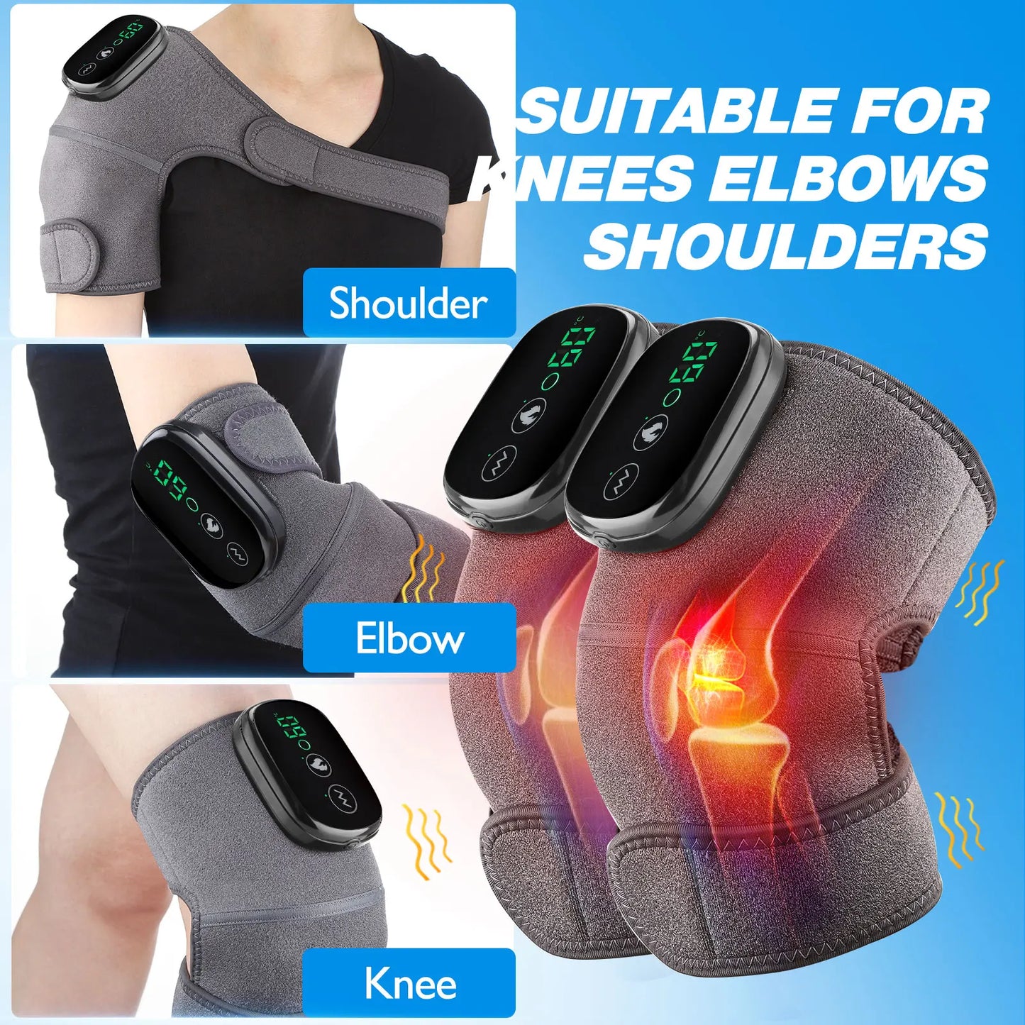 Eletric Heating Knee Massage Device Vibration Knee Pads for Shoulder Elbow Joint Warm Massage Thermal Knee Pad Blood Circulation