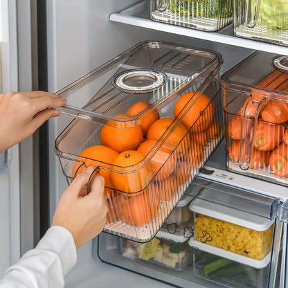 Kitchen Refrigerator Storage Box Food Grade Household Timed Refrigerator Storage Containers for Fruit Vegetable Food Drinks