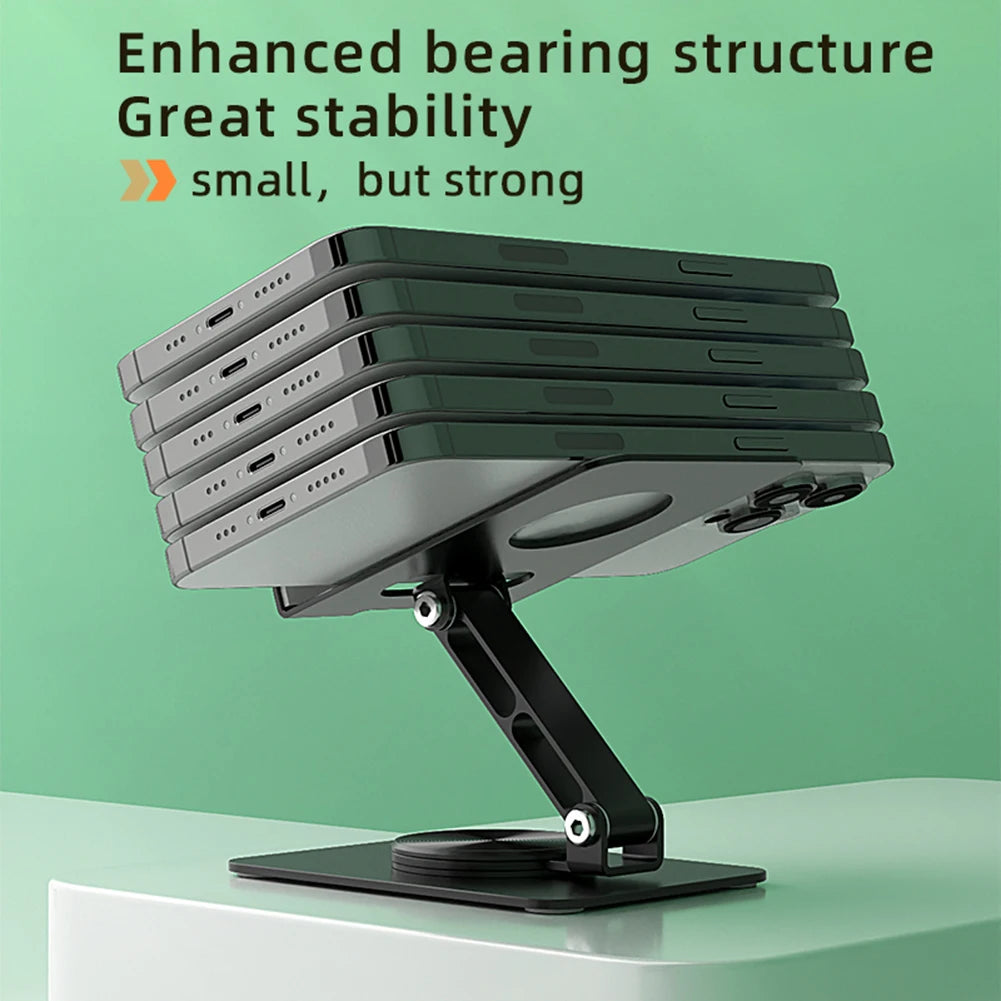 Cell Phone Stand for Desk Desktop Phone Holder Foldable with 360 Rotating Base for iPhone 16 15 14 13 Pro Pro Max