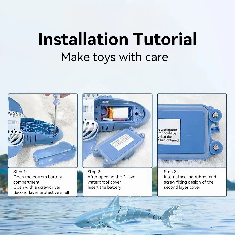 Electric Simulation  Shark Toy 2.4G Remote Control Smart Rechargeable Rc Shark whale Toy Can Go Underwater For Boys Girls Gift