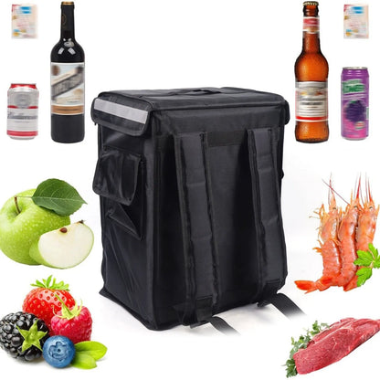 Food Delivery Backpack, Waterproof Ergonomic Foldable Delivery Bag for Cold Hot Food Keep 2-3 Hours, for Cakes, Food, Camping