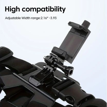 Adjustable phone clip stand with chest strap, fixed bracket for cycling, sports, climbing, and camera phones, chest phone mount.