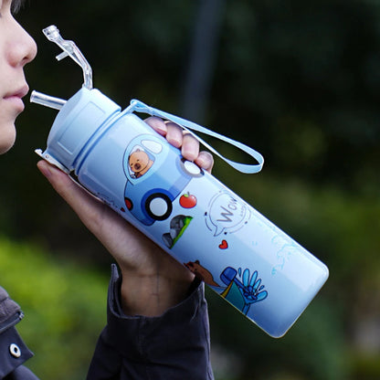 700ml Capybara Cute Water Cup with Straw & Handle Kawaii Travel Water Bottle Large Capacity Drinking Bottle for Fitness Sports