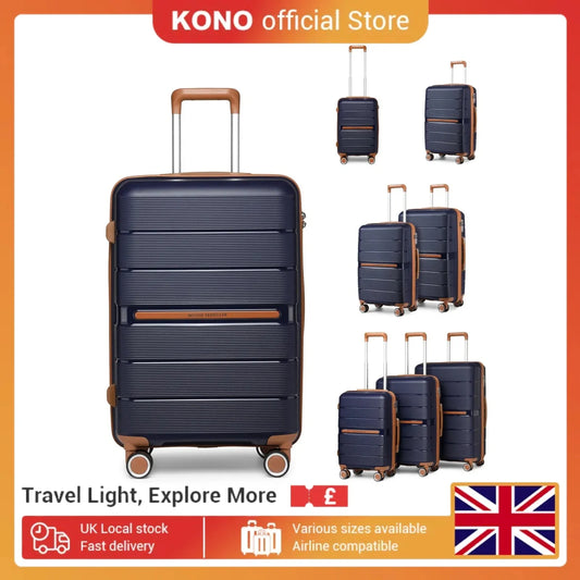 (56/66/76 cm) | British Traveler hard shell case with 8 spinner wheels & TSA lock | 100% PP | hand luggage compatible
