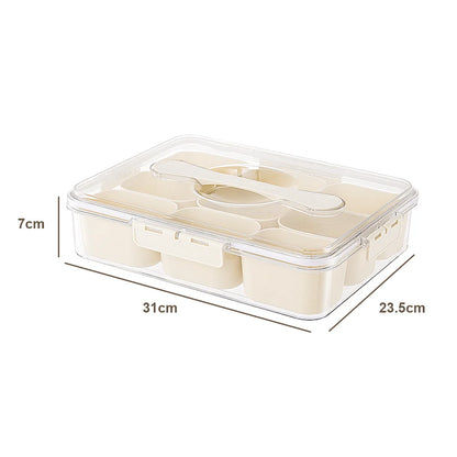Divided Serving Tray Food Dispenser Kitchen Storage Box 9 Compartments Snack Box for Candy, Nuts, Cookies, Fruit Storage Box