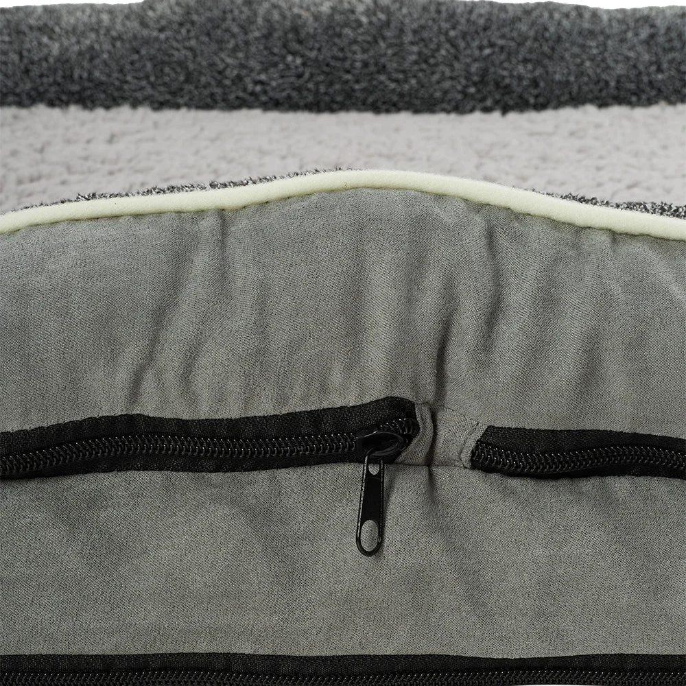Voltsify Anti-Slip Orthopedic Pet Bed with Removable Zipper Cover, Elevated Pillow Support, High-Density Sponge & EPE Foam