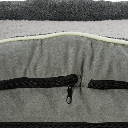 Voltsify Anti-Slip Orthopedic Pet Bed with Removable Zipper Cover, Elevated Pillow Support, High-Density Sponge & EPE Foam