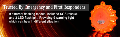 6 Pack LED Road Flare Emergency Light Roadside Safety Beacon Pan Flash Warning Light Kit for CarsTrucks Boats | 9 Flashing Modes