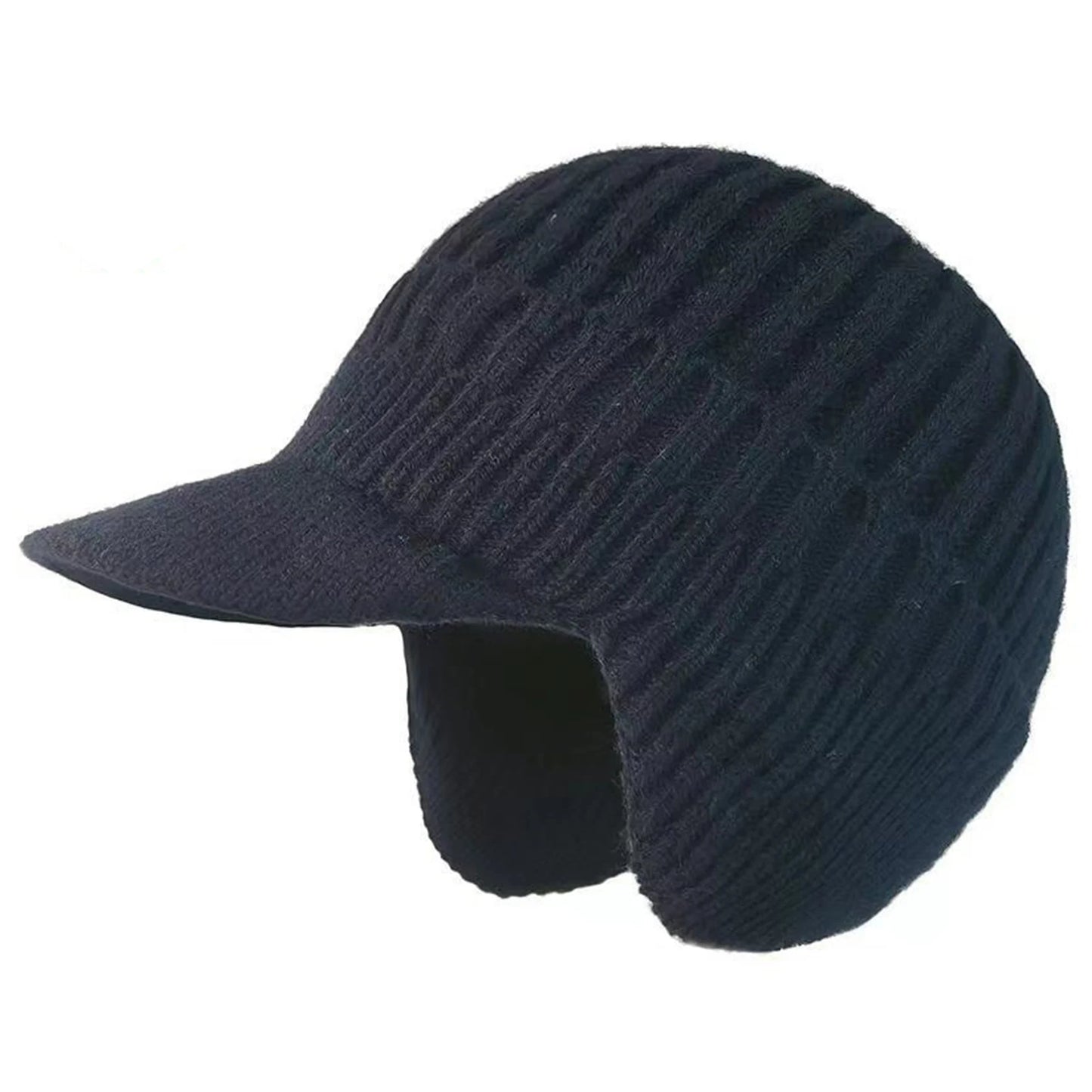 Winter Warm Fleece Lined Knit Hat W/Brim & Ear Flaps Stocking Caps Soft Beanie Hat For Women Men for Cold Weather Outdoor Sports