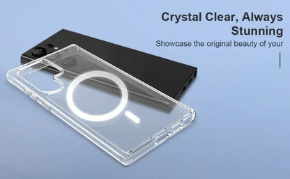 Original Magsafe Magnetic Clear Case for Samsung Galaxy S24 Ultra S21 FE S22 Plus S23 Ultra Wireless Charging Shockproof Cover