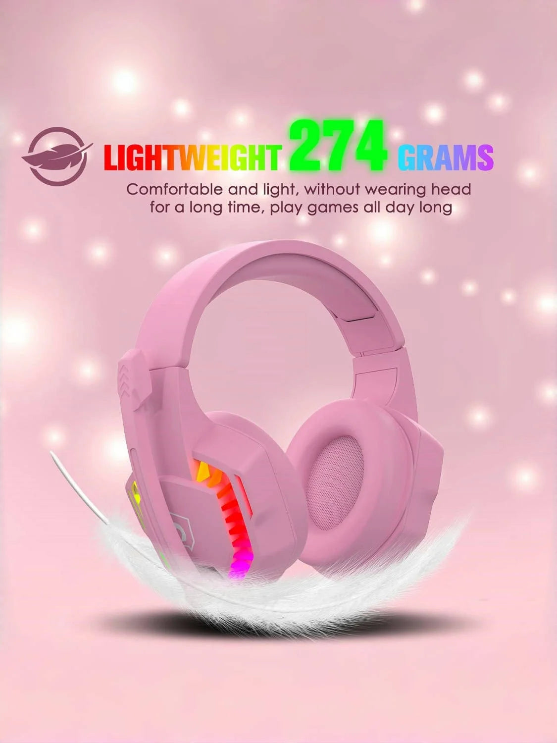 Gaming Headset with Microphone for PS4 PC Xbox One PS5 Controller,Noise Cancelling Over Ear Headphones with Adjustable Mic,Breat