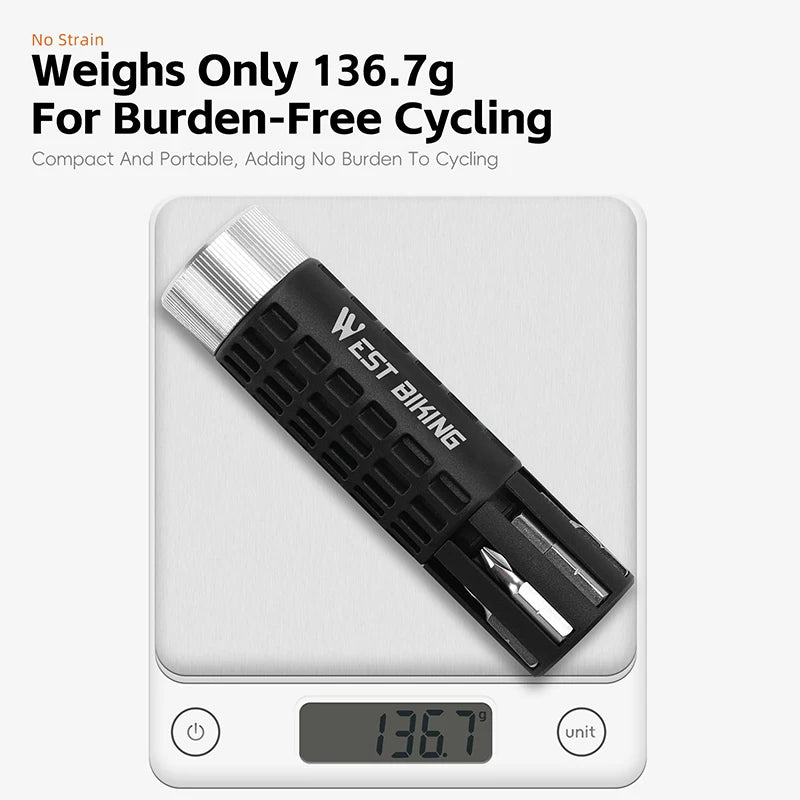 WEST BIKING Mini Ratchet Wrench Vacuum Portable Tubeless Tool Set Bicycle Motorcycle Emergency Multitool Tire Repair Kit E-Bikes