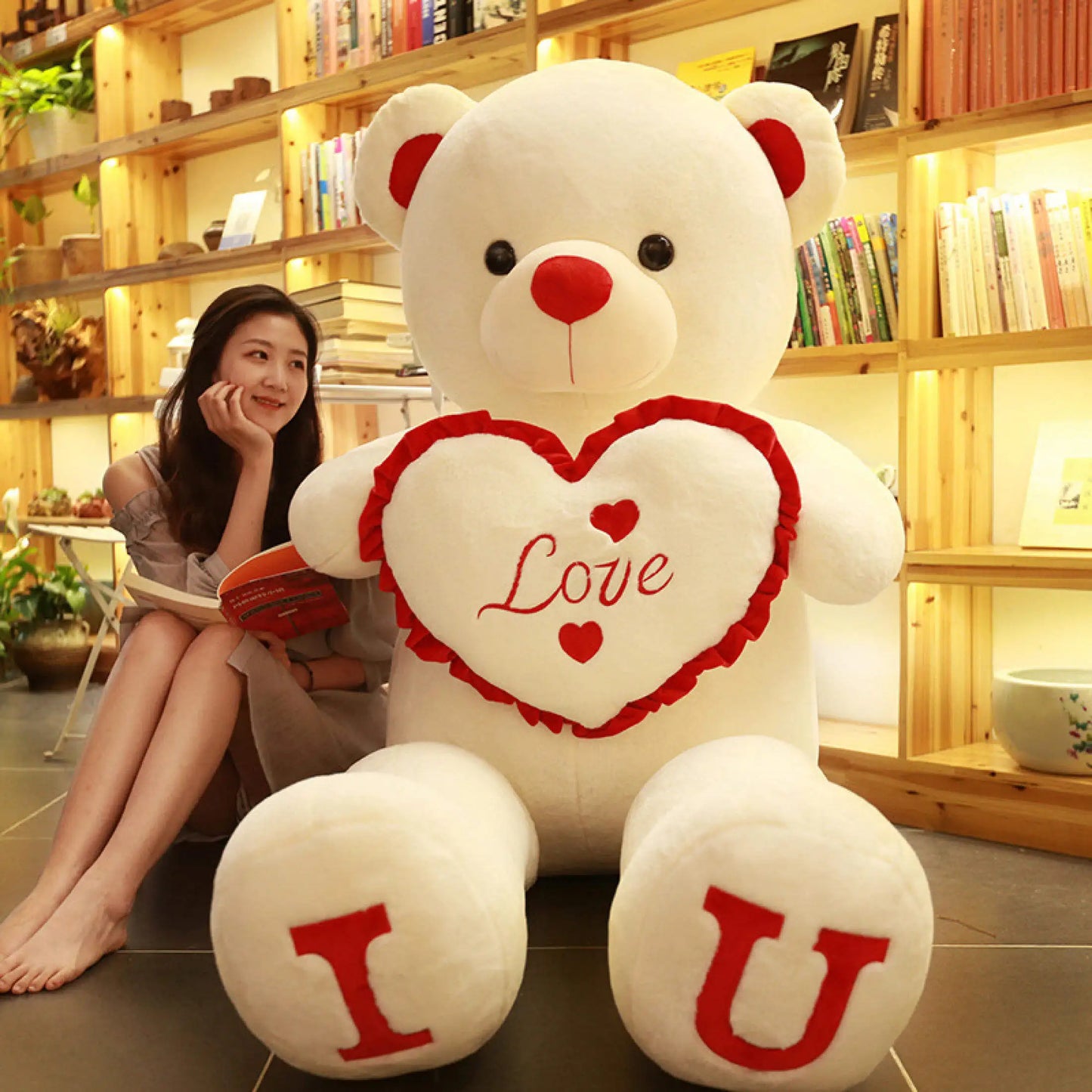 80 100cm Big I LOVE YOU Bear Heart Plush Toys Lovely Stuffed Soft Pillow Doll Kids Toys Birthday Girlfriend Valentine's Day Gift