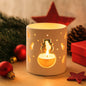 Christmas Ceramic Oil Burner with Cutout Design, Xmas Tree & Snowman Candle Holder for Home Decoration Gift