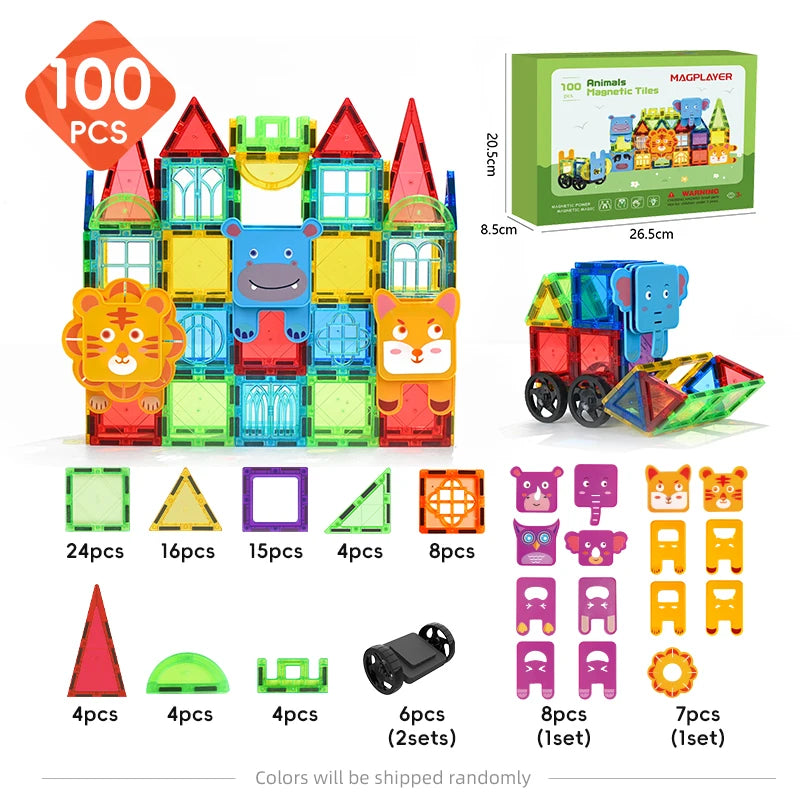 Magnetic Building Blocks Set Construction Game Children Montessori Educational Magnets Toys Magnetic Tiles For Toddlers Gift