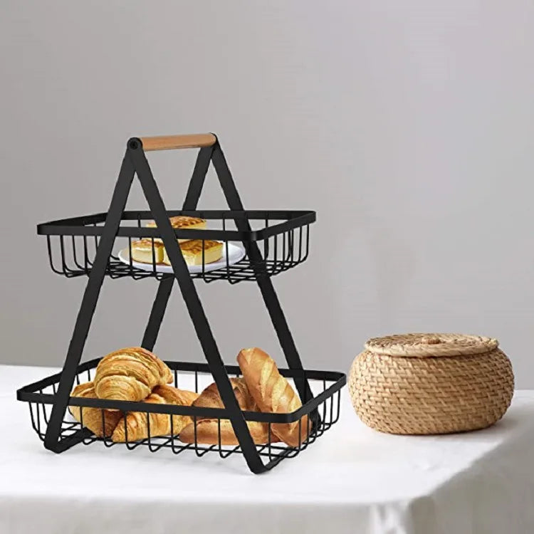 New Detachable Stainless Steel Fruit Basket Kitchen Living Room Desktop Storage Rack Bread Basket Portable Fruit Bowl