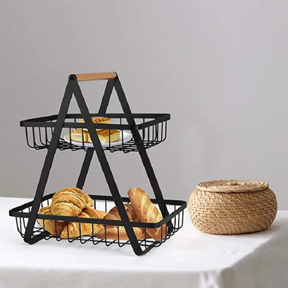 New Detachable Stainless Steel Fruit Basket Kitchen Living Room Desktop Storage Rack Bread Basket Portable Fruit Bowl