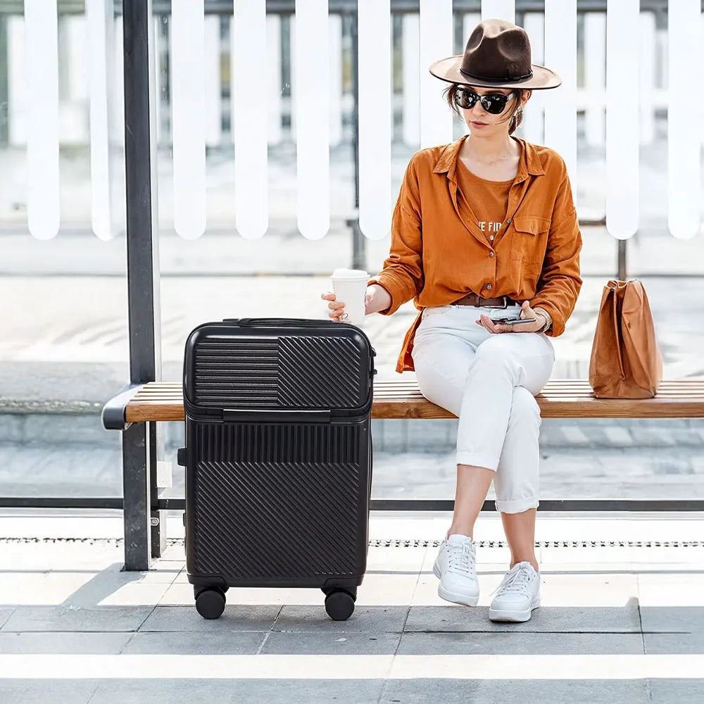 【Sheonly】20 Inch Front Opening Suitcase with TSA Lock and USB Charging Port