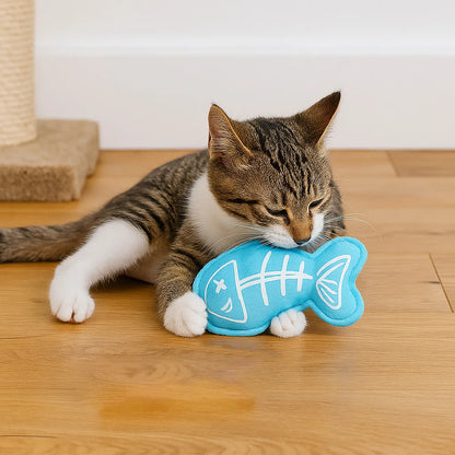 Refillable Catnip Fish Toy for Cats, Soft Felt Interactive Play, Encourages Pouncing and Stalking