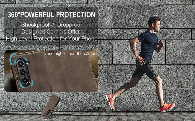 CaseMe Retor Leather Wallet Card Slot Phone Case for Samsung Galaxy Z Fold 7 6 5 4 Fold5 Fold6 Shockproof Flip Stand Cover Coque