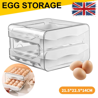 Drawer Egg Holder Rack Refrigerator Egg Storage Box 2 Layers Fresh-keeping Box Kitchen Accessories Household Stacked Egg Tray