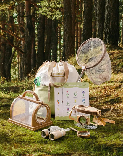 Robud Upgraded Kids Explorer Kit with Costume Kit Green Outdoor Exploration Set for Camping Montessroi Toy for Kids WRP30