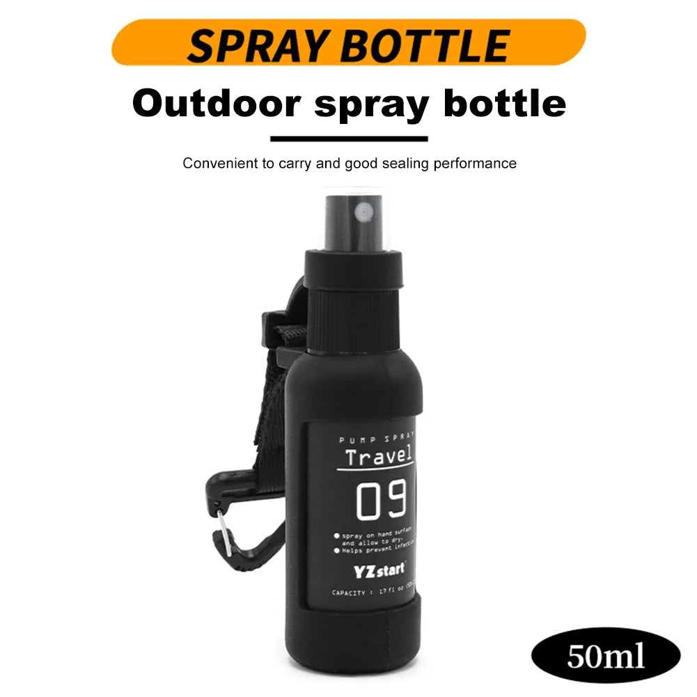 50ml Mini Fine Mist Spray Bottles Travel Bottle with Tactical Hook Strap Refillable Spray Bottle for Outdoor Camping for Liquid