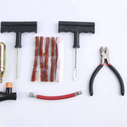 1 Set Tire Tyre Repair Kit Puncture Tubeless Tools Emergency Bike Motorcycle Car Tire Repair Tool Set with Rubber Strips