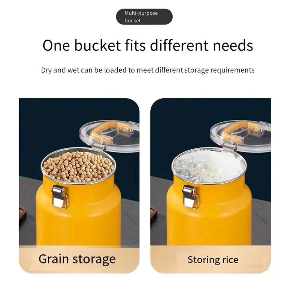 Stainless Steel Airtight Food Grade Storage Canister 5L Reusable Round Seal Jar for Kitchen